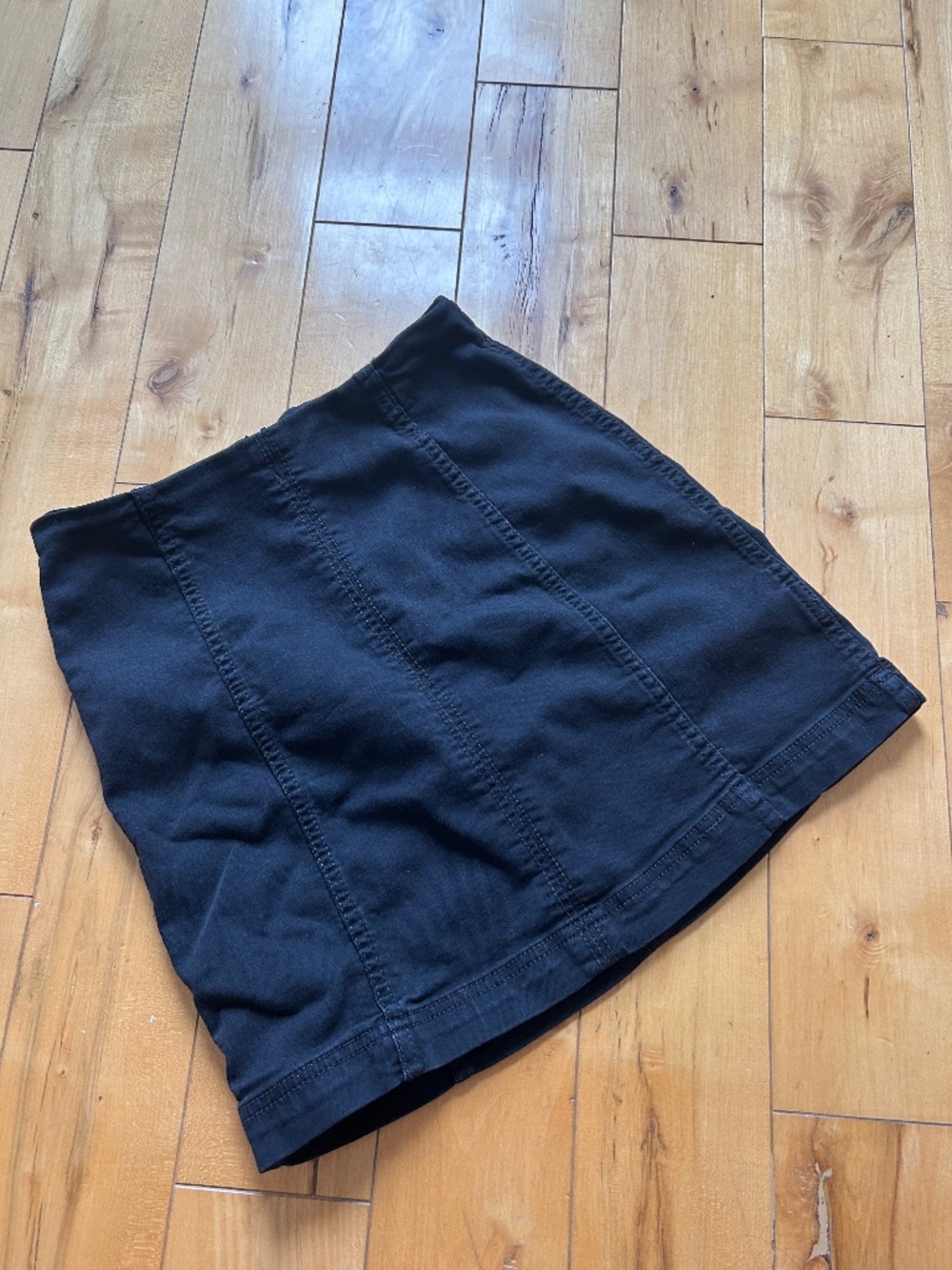 Free People Black Denim High Waisted Mini Skirt